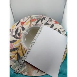 Lucky 7 USA Womens Cream Wide Brim Straw Sun Hat Floral UV Protection image 7