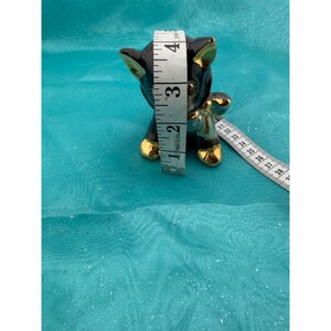 Vintage Ceramic Black Cat Figurine Gold Trim Bow Toothpick Holder 4 Inch image 7