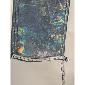 Women's Holographic Wide Leg Jeans 29 High Rise Iridescent Blue Gold Metallic image 6