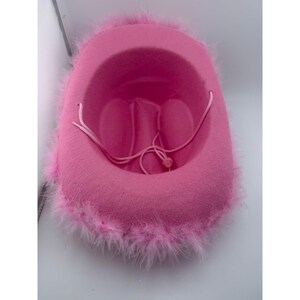 Pink Cowboy Hat Faux Feather Trim Western Bachelorette Party Festival Costume image 4