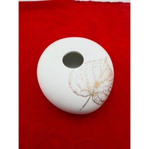 Räder Porcelain Pebble Bud Vase White Gold Leaf German Design 5.5 Inch image 1