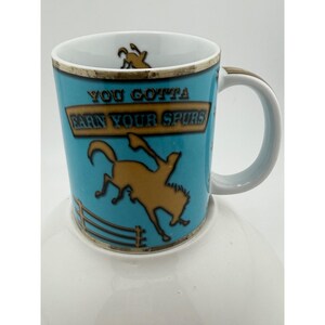 Cape Shore Earn Your Spurs Western Horse Bucking Bronco Porcelain Coffee Mug image 3