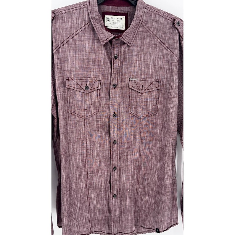 Marc Ecko Cut & Sew Mens XL Red Cotton Long Sleeve Button Up Shirt image 3