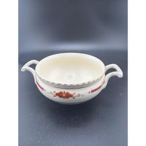 Vintage Johnson Bros English Guildford Maroon Double Handle Soup Bowl England image 2