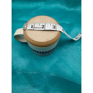 Boho Navy Geometric Stoneware Mug Cream Hand Painted Striped Coffee Cup image 6