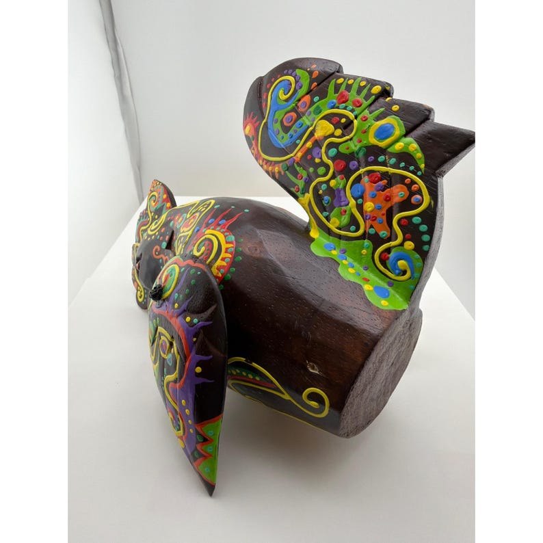 Hand Painted Wood Rooster Figurine Colorful Alebrije Style Folk Art Sculpture image 4