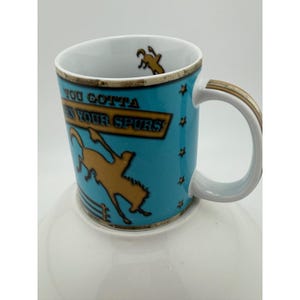 Cape Shore Earn Your Spurs Western Horse Bucking Bronco Porcelain Coffee Mug image 2