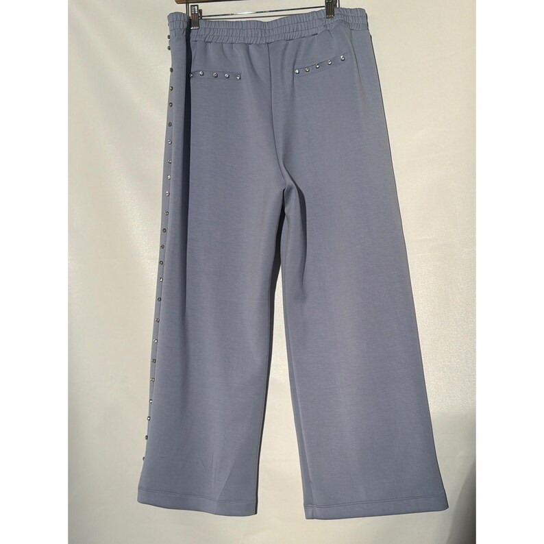 Boston Proper Soft Wide Leg Pants w/ Studded, Blue Crystal Rhinestone Size 10 image 2