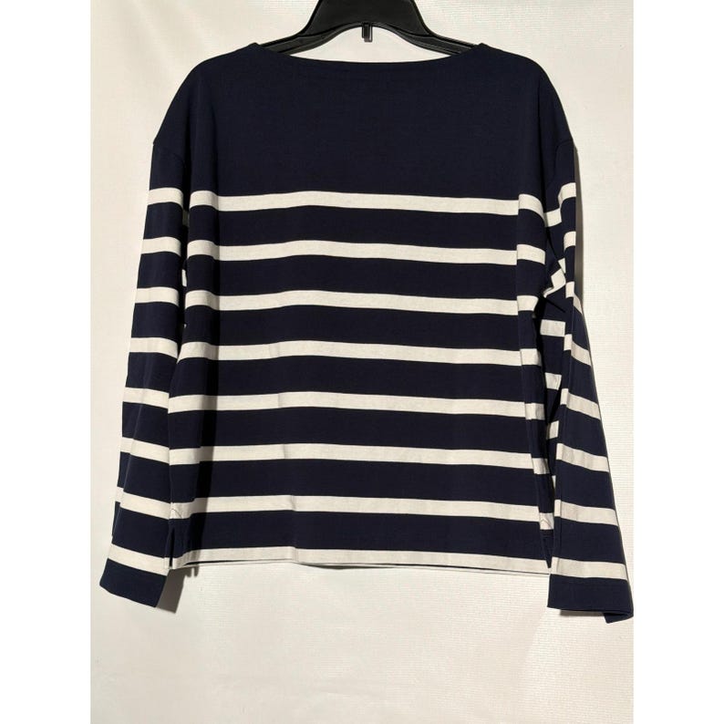 J.Crew Women's Striped Boatneck Long Sleeve Top M Navy White Relaxed Fit image 2