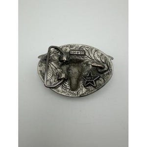 Ege Vintage zilverkleurige riemgesp met Longhorn-stiermotief afbeelding 2