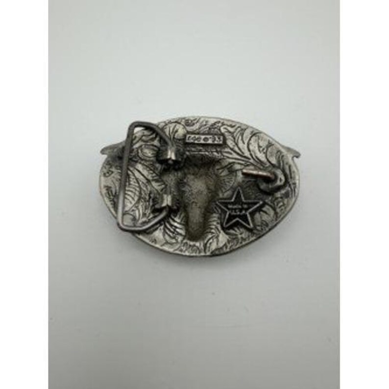 Ege Vintage zilverkleurige riemgesp met Longhorn-stiermotief afbeelding 2