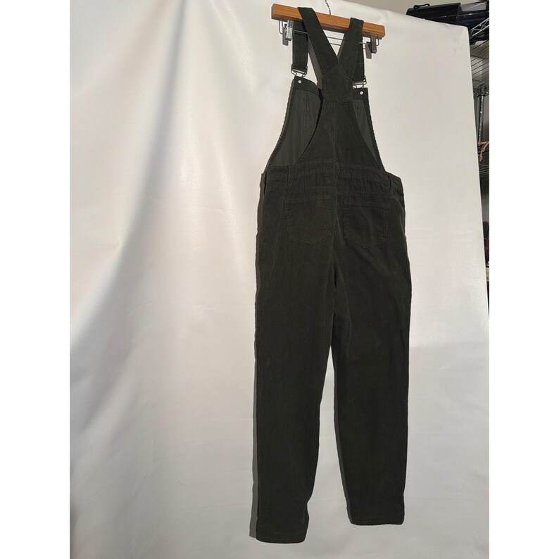 Old Navy Women's Corduroy Overalls Size 4 Dark Green Charcoal Slim Leg image 4