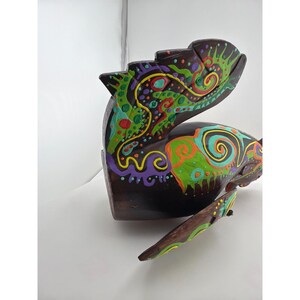 Hand Painted Wood Rooster Figurine Colorful Alebrije Style Folk Art Sculpture image 5