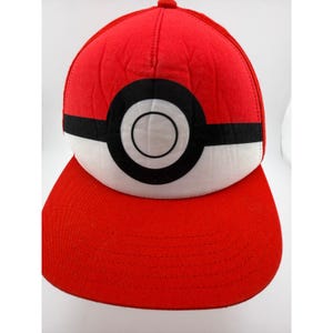 Pokemon Pokeball Red White Black Adjustable Snapback Hat immagine 1