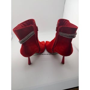 Charlotte Russe Red Faux Suede Rhinestone Wrap Ankle Booties Size 8 image 8