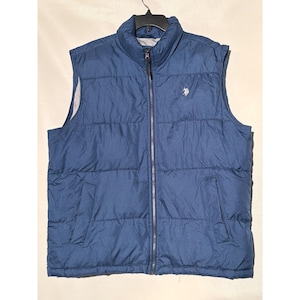 U.S. Polo Assn. Men's Puffer Vest XL Navy Blue Quilted Full Zip Jacket image 1