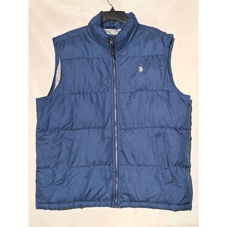 U.S. Polo Assn. Men's Puffer Vest XL Navy Blue Quilted Full Zip Jacket image 1