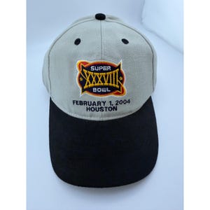 Gorra Reebok Super Bowl XXXVIII 2004 de Houston, NFL, bicolor caqui y negro, ajustable. imagen 1
