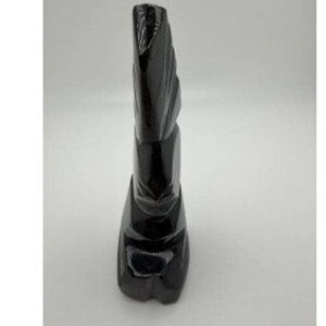 Abstract Obsidian Carved Stone Sculpture Black Geometric Modern Decor image 1