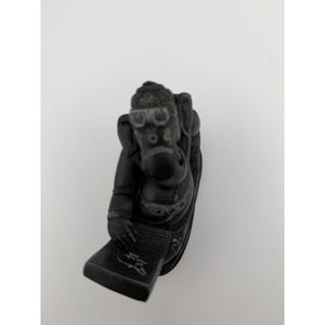 Lord Ganesha laptopbeeldje, zwart gesneden hindoeïstisch olifantengodfiguur, decoratie afbeelding 1