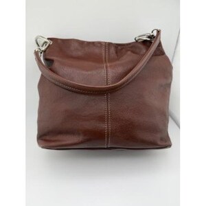 I Medici Firenze Brown Leather Hobo Shoulder Bag Made in Italy Silver Logo image 3