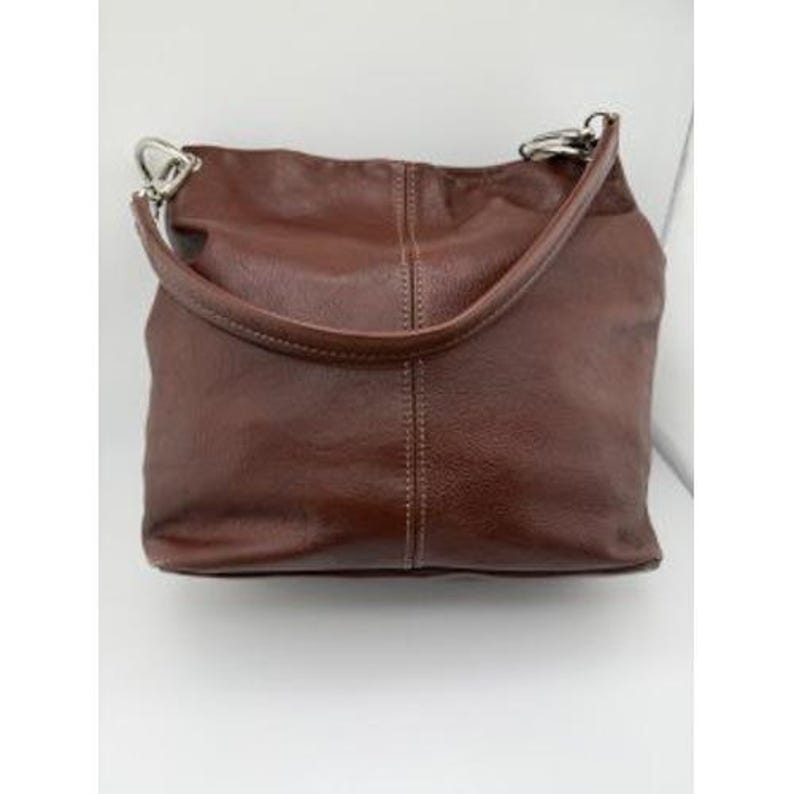 I Medici Firenze Brown Leather Hobo Shoulder Bag Made in Italy Silver Logo image 3