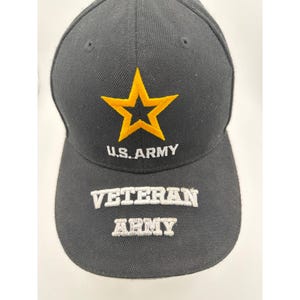 Casquette de baseball ajustable noire et or brodée, vétéran de l'armée américaine image 2