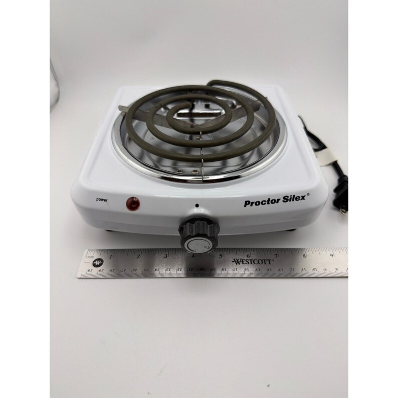 Proctor Silex 34101P White Single Burner Hot Plate Portable Cooktop image 5