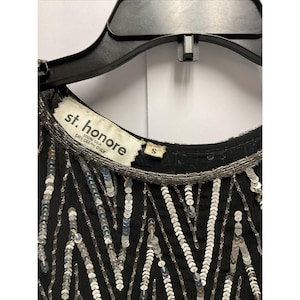 Blusa vintage de seda con lentejuelas y cuentas de St Honore de los años 70, talla pequeña. imagen 2