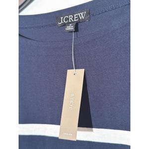 J.Crew Women's Striped Boatneck Long Sleeve Top M Navy White Relaxed Fit image 3