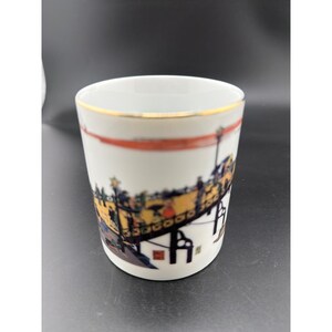 Osaka Castle Museum Collection Japan Porcelain Mug Gold Handle Historical Art image 3