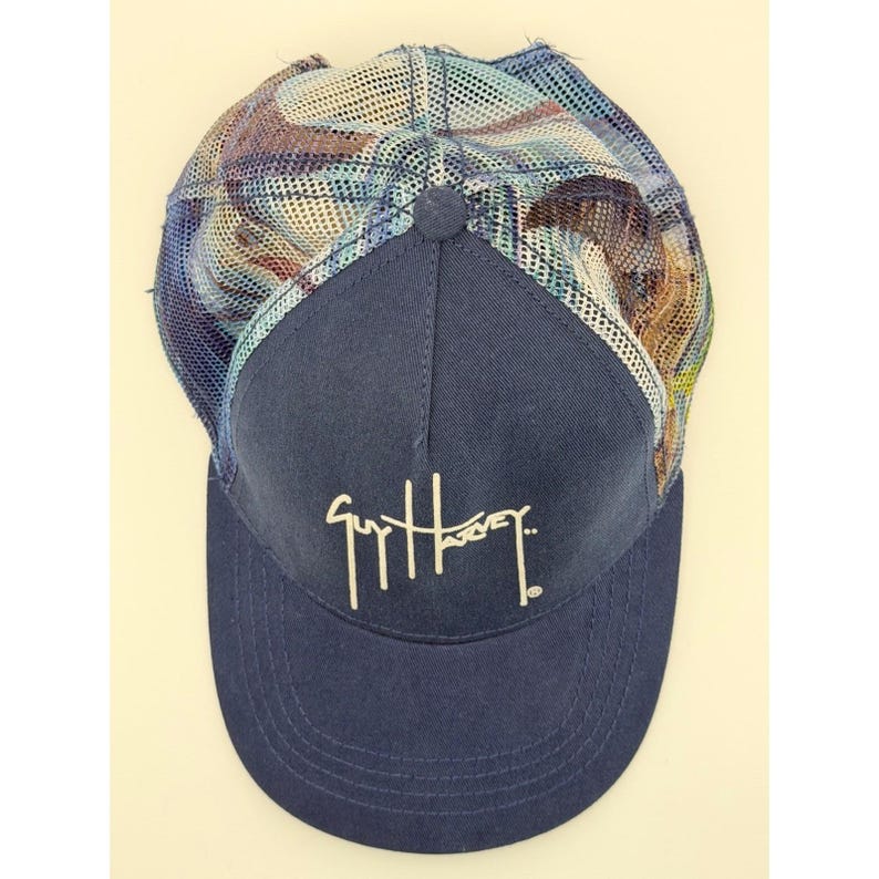 Guy Harvey AFTCO Navy Mesh Trucker Snapback Hat Fishing OSFM image 1