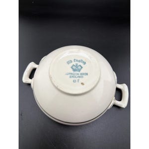 Vintage Johnson Bros English Guildford Maroon Double Handle Soup Bowl England image 3