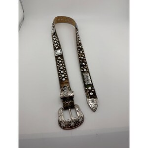 BB Simon Camo Crystal Studded Western Belt Silver Buckle Rhinestone Camouflage image 3