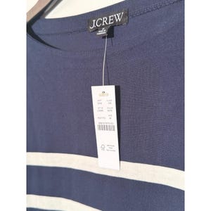 J.Crew Women's Striped Boatneck Long Sleeve Top M Navy White Relaxed Fit image 4