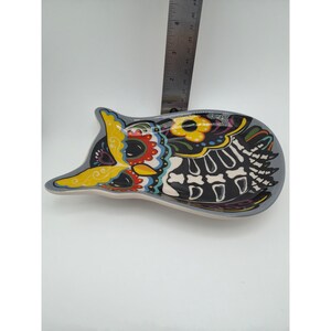 Cracker Barrel Day of the Dead Owl Stoneware Trinket Dish image 5