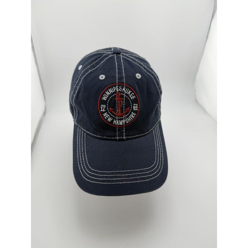 Prairie Mountain Lake Winnipesaukee NH Anchor Navy Baseball Hat image 1