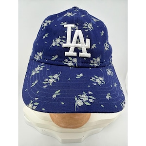 Los Angeles Dodgers Blue Floral LA Logo Adjustable Baseball Cap zdjęcie 1