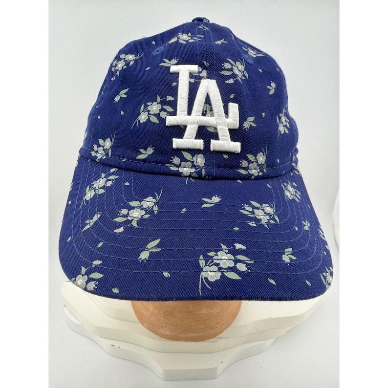 Los Angeles Dodgers Blue Floral LA Logo Adjustable Baseball Cap zdjęcie 1