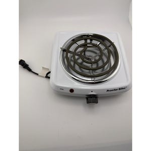 Proctor Silex 34101P White Single Burner Hot Plate Portable Cooktop image 1