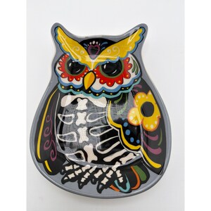 Cracker Barrel Day of the Dead Owl Stoneware Trinket Dish image 1
