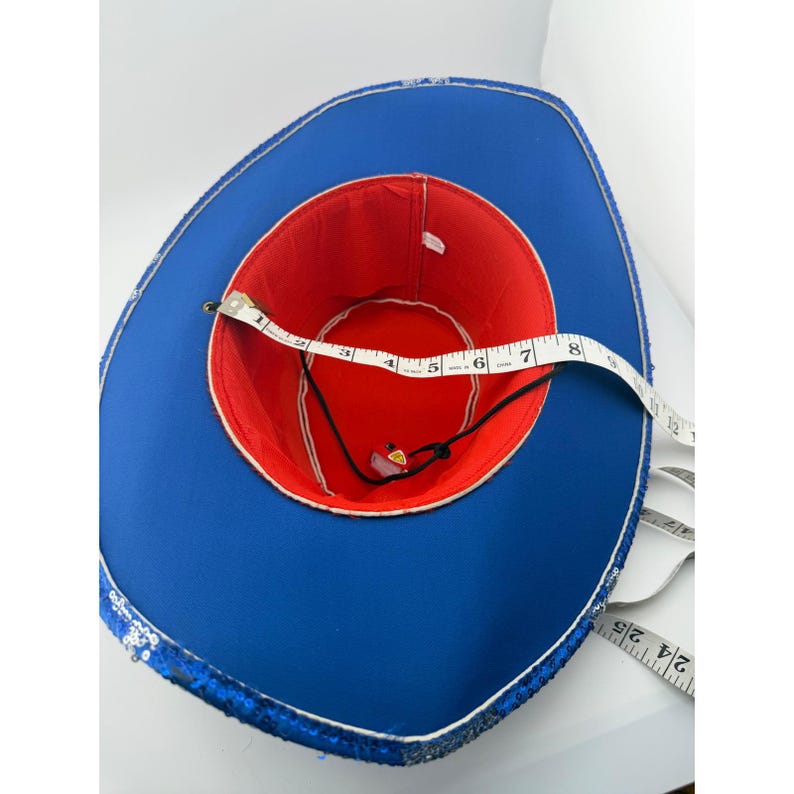 Sombrero de vaquero patriótico con lentejuelas y estrellas rojas, blancas y azules, accesorio para disfraz del 4 de julio. imagen 7