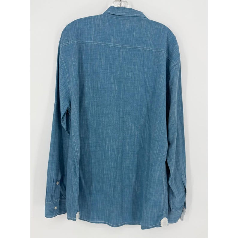 Marc Ecko Mens XL Blue Chambray Long Sleeve Button Up Shirt image 2