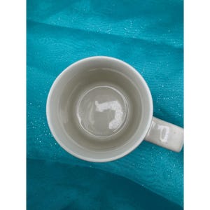 Boho Navy Geometric Stoneware Mug Cream Hand Painted Striped Coffee Cup image 8