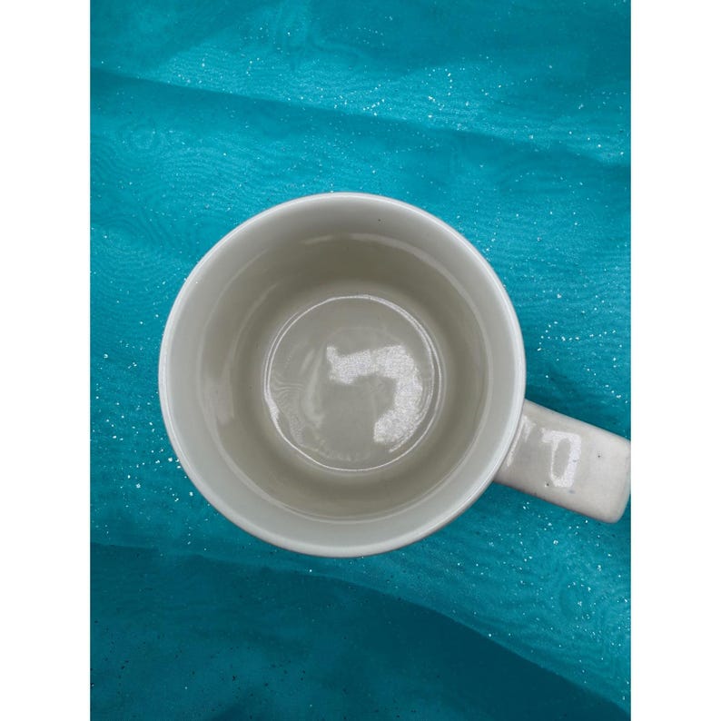 Boho Navy Geometric Stoneware Mug Cream Hand Painted Striped Coffee Cup image 8