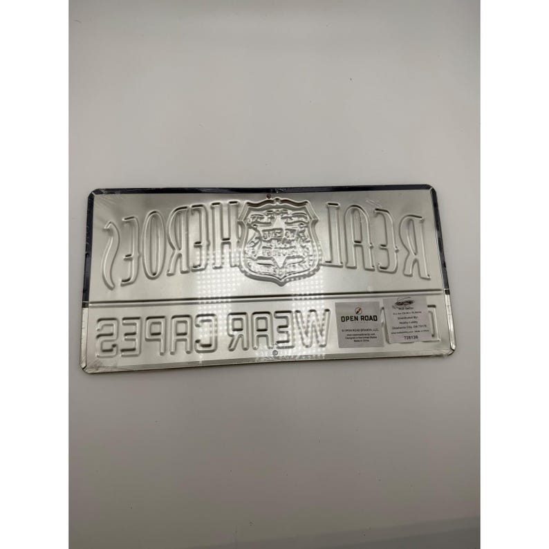 Open Road Brands Real Heroes Don't Wear Capes Police Metal Sign 12x6 New image 2