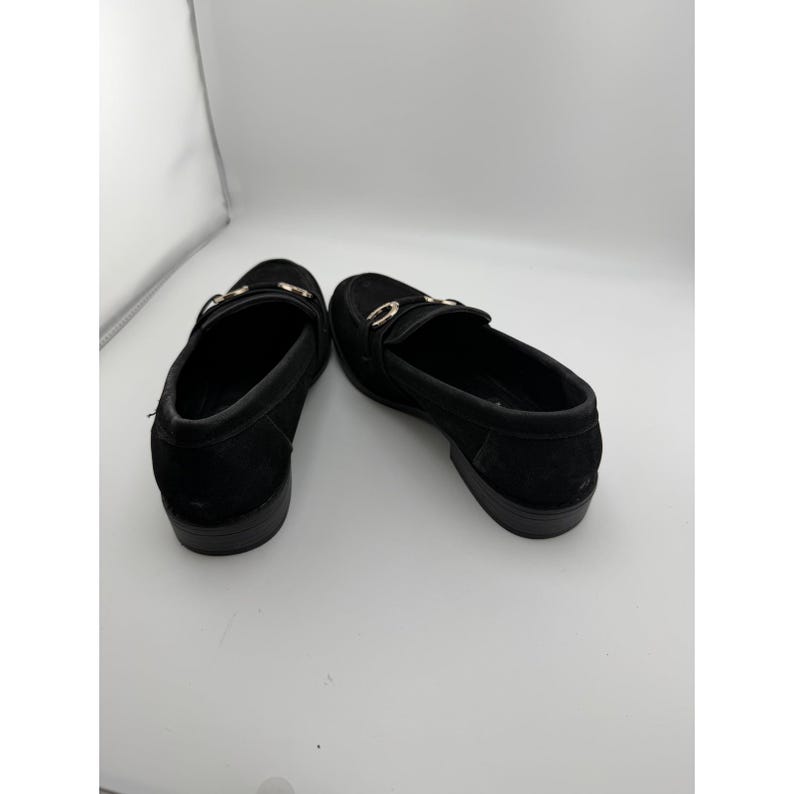 Jones New York Coral Womens Black Faux Suede Bit Loafers Gold Hardware Size 7 image 4