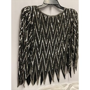 Blusa vintage de seda con lentejuelas y cuentas de St Honore de los años 70, talla pequeña. imagen 3