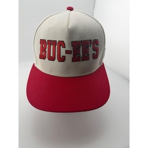 Buc-ee's Cream Red 1982 Beaver Mascot Adjustable Snapback Hat image 1