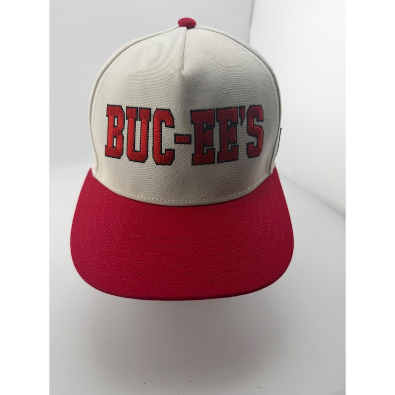 Buc-ee's Cream Red 1982 Beaver Mascot Adjustable Snapback Hat image 1
